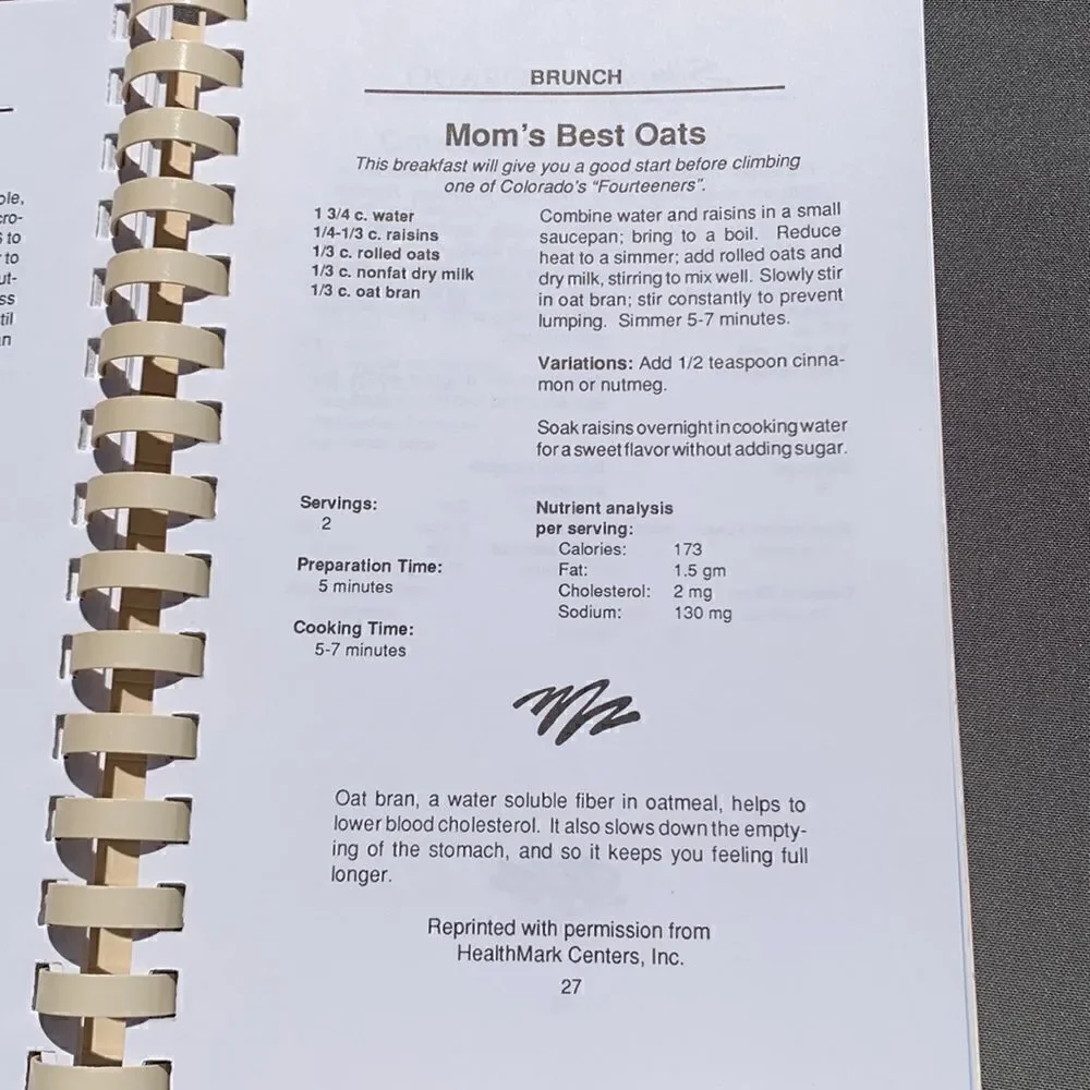 Vintage Simply Colorado 1989 Dietetic Association Recipes for Busy Active People